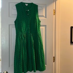 J Crew. Kelly green button up dress  size medium